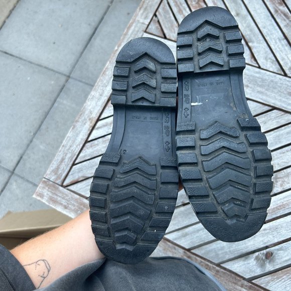 Burberry Black Rainboots Studded Cuff Leather Tall Boots - Picture 6 of 6